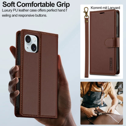 For iPhone 13 LC.IMEEKE L2 Series Detachable Magsafe PU Phone Case with Lanyard(Brown) - iPhone 13 Cases by LC.IMEEKE | Online Shopping South Africa | PMC Jewellery | Buy Now Pay Later Mobicred