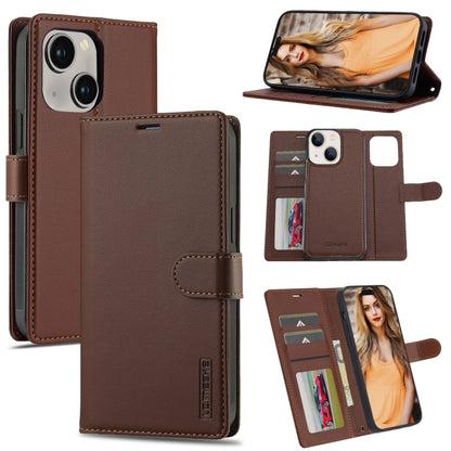 For iPhone 14 LC.IMEEKE L2 Series Detachable Magsafe PU Phone Case with Lanyard(Brown) - iPhone 14 Cases by LC.IMEEKE | Online Shopping South Africa | PMC Jewellery | Buy Now Pay Later Mobicred