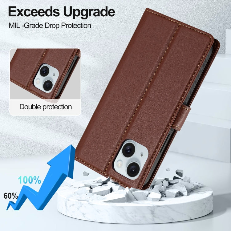 For iPhone 14 LC.IMEEKE L2 Series Detachable Magsafe PU Phone Case with Lanyard(Brown) - iPhone 14 Cases by LC.IMEEKE | Online Shopping South Africa | PMC Jewellery | Buy Now Pay Later Mobicred