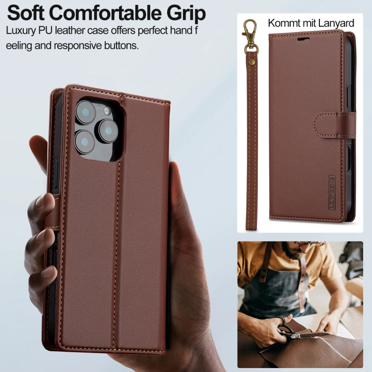 For iPhone 16 Pro Max LC.IMEEKE L2 Series Detachable Magsafe PU Phone Case with Lanyard(Brown) - iPhone 16 Pro Max Cases by LC.IMEEKE | Online Shopping South Africa | PMC Jewellery | Buy Now Pay Later Mobicred