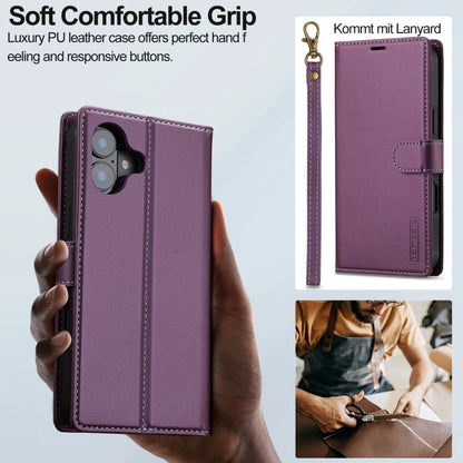 For iPhone 16 Plus LC.IMEEKE L2 Series Detachable Magsafe PU Phone Case with Lanyard(Purple) - iPhone 16 Plus Cases by LC.IMEEKE | Online Shopping South Africa | PMC Jewellery | Buy Now Pay Later Mobicred