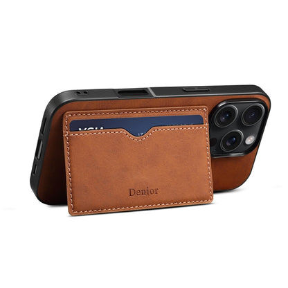 For iPhone 16 Pro Denior D08 PU Single Card Slot Holder Phone Case(Brown) - iPhone 16 Pro Cases by Denior | Online Shopping South Africa | PMC Jewellery | Buy Now Pay Later Mobicred