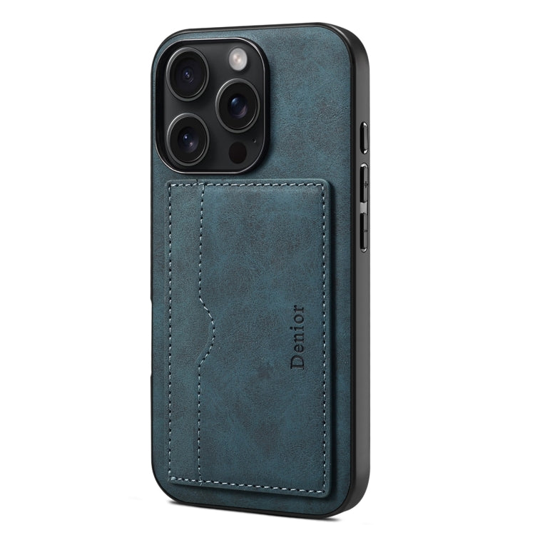 For iPhone 16 Pro Denior D08 PU Single Card Slot Holder Phone Case(Blue) - iPhone 16 Pro Cases by Denior | Online Shopping South Africa | PMC Jewellery | Buy Now Pay Later Mobicred