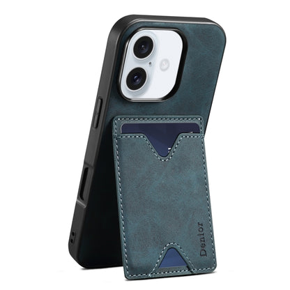 For iPhone 16 Denior D06 PU Back Cover Card Slot Holder Phone Case(Blue) - iPhone 16 Cases by Denior | Online Shopping South Africa | PMC Jewellery | Buy Now Pay Later Mobicred