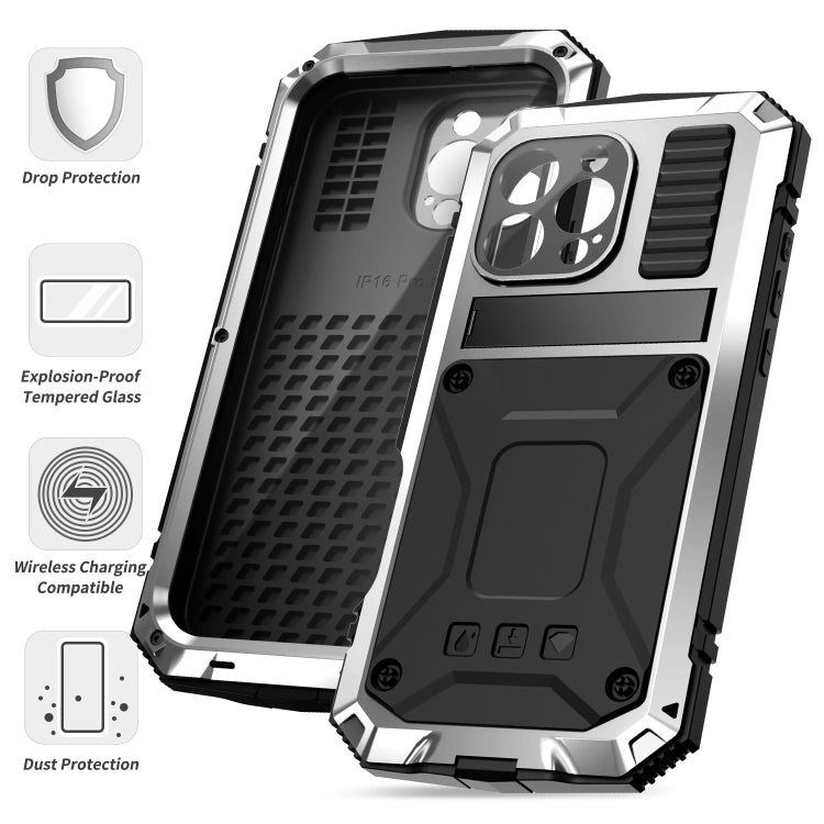 For iPhone 16 Pro Max R-JUST Life Waterproof Dustproof Shockproof Phone Case(Silver) - free shipping - PMC Jewellery - Order now!