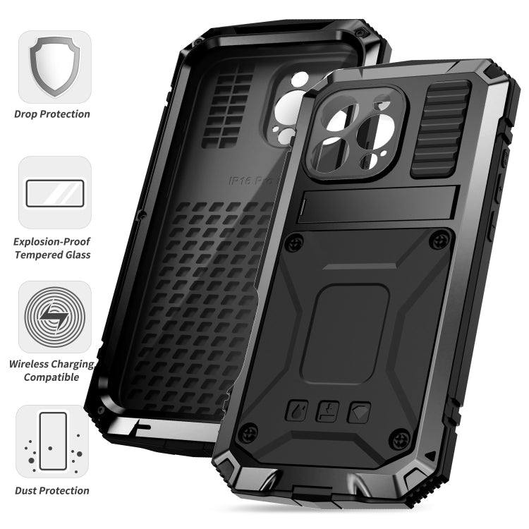 For iPhone 16 Pro R-JUST Life Water-resistant Dustproof Shockproof Phone Case(Black) - iPhone 16 Pro Cases by R-JUST | Online Shopping South Africa | PMC Jewellery | Buy Now Pay Later Mobicred