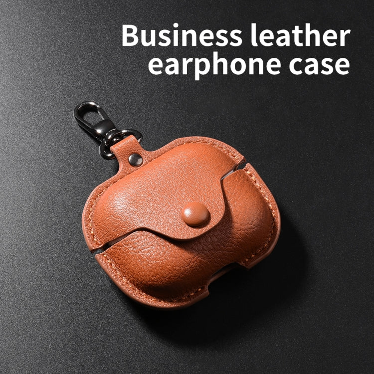 For Samsung Galaxy Buds 3 Business Leather Bluetooth Earphone Protective Case with Hook(Green) - Samsung Earphone Case by PMC Jewellery | Online Shopping South Africa | PMC Jewellery | Buy Now Pay Later Mobicred