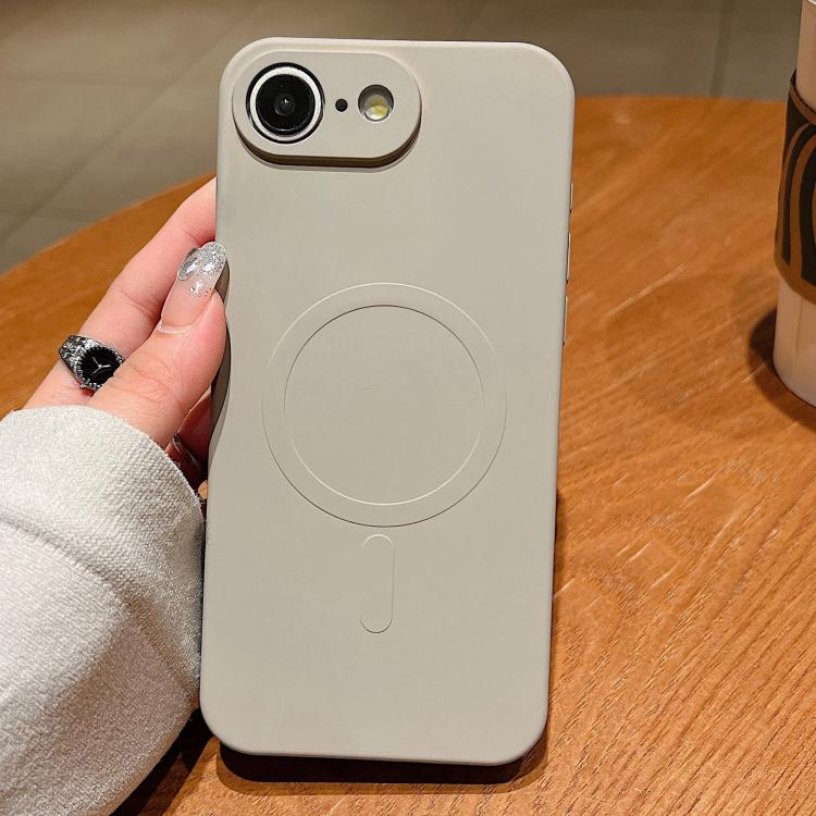 For iPhone 16e Solid Color Liquid Silicone MagSafe Magnetic Phone Case(Grey) - iPhone 16e Cases by PMC TechLife | Online Shopping South Africa | PMC TechLife | Buy Now Pay Later Mobicred