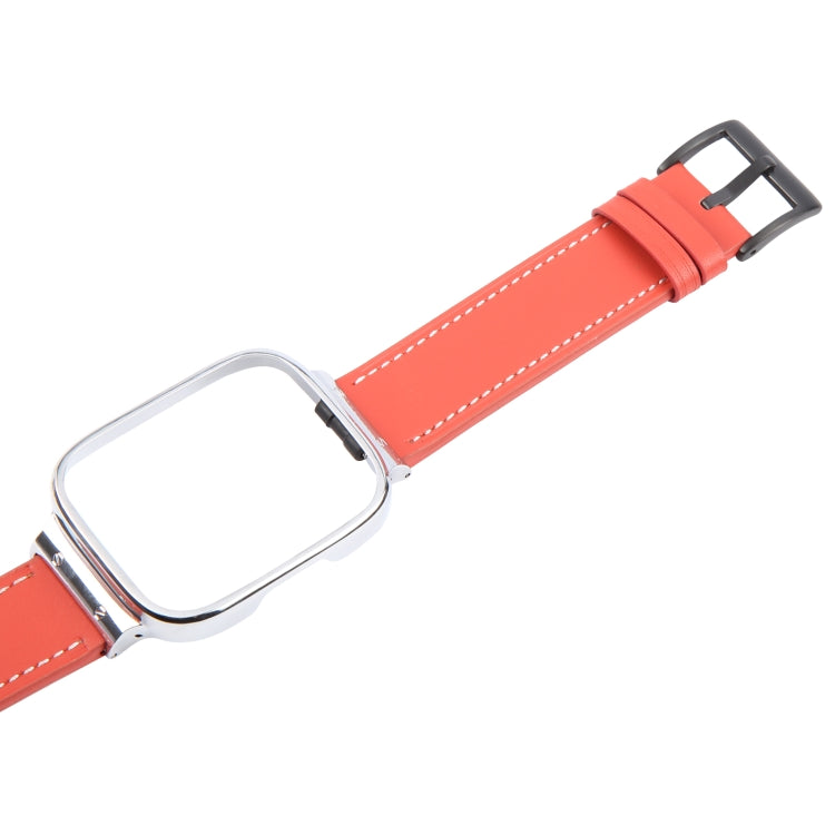 For Redmi Watch 3 Lite Metal Frame Integrated Leather Watch Band(Red) - free shipping - PMc TechLife - Order now!