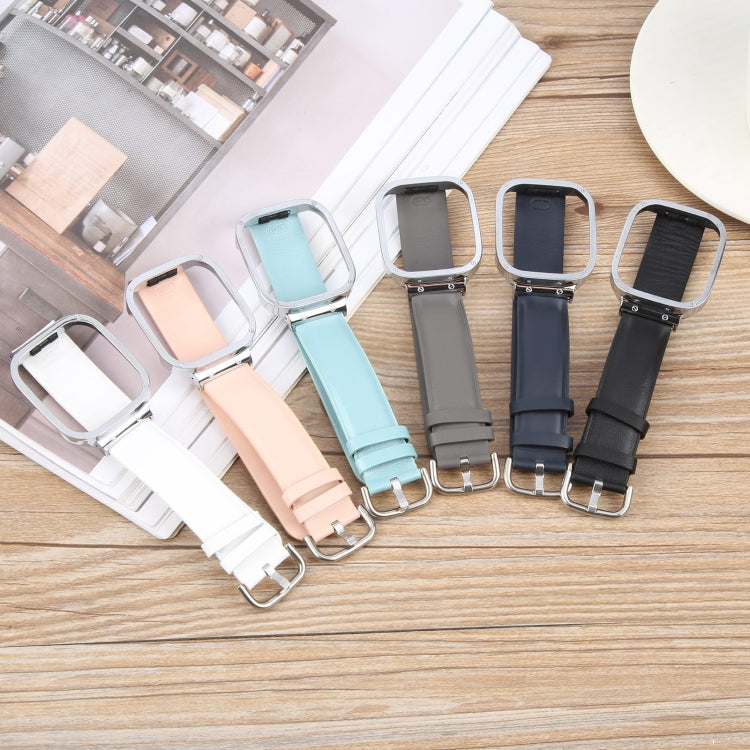 For Redmi Watch 3 Lite Metal Frame Integrated Genuine Leather Watch Band(White) - free shipping - PMc TechLife - Order now!