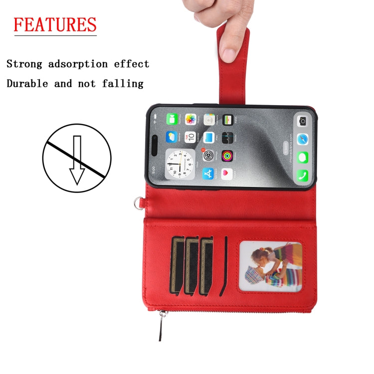 For iPhone 16 Pro Max Solid Color 2 in 1 Zipper Shockproof Phone Case(Red) - iPhone 16 Pro Max Cases by PMC Jewellery | Online Shopping South Africa | PMC Jewellery | Buy Now Pay Later Mobicred