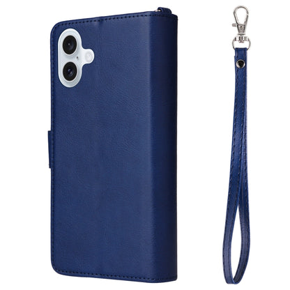 For iPhone 16 Plus Solid Color 2 in 1 Zipper Shockproof Phone Case(Blue) - iPhone 16 Plus Cases by PMC Jewellery | Online Shopping South Africa | PMC Jewellery | Buy Now Pay Later Mobicred