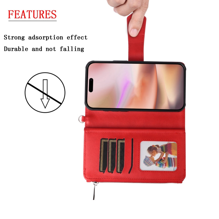 For iPhone 16 Plus Solid Color 2 in 1 Zipper Shockproof Phone Case(Red) - iPhone 16 Plus Cases by PMC Jewellery | Online Shopping South Africa | PMC Jewellery | Buy Now Pay Later Mobicred