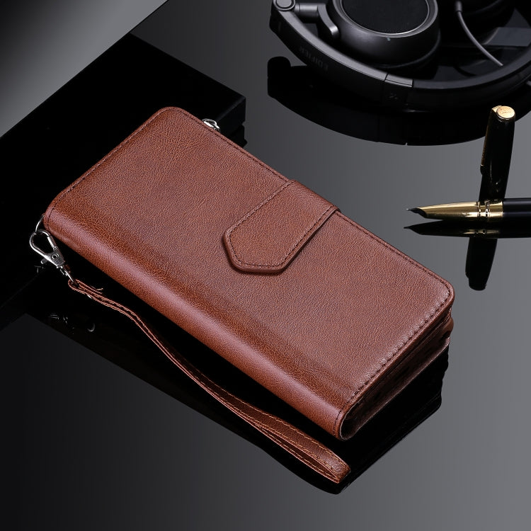 For iPhone 16 Plus Solid Color 2 in 1 Zipper Shockproof Phone Case(Brown) - free shipping - PMC Jewellery - Order now!