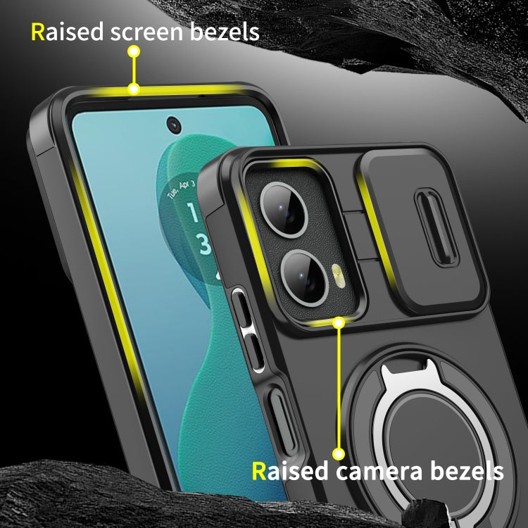 For Motorola Moto G 5G 2024 Sliding Camshield Ring Holder Phone Case(Black) - Motorola Cases by PMC Jewellery | Online Shopping South Africa | PMC Jewellery | Buy Now Pay Later Mobicred