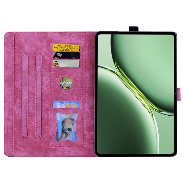 For OnePlus Pad / Pad Pro 12.1 Cartoon Sakura Cat Embossed Leather Tablet Case(Rose Red) - Others by PMC TechLife | Online Shopping South Africa | PMC TechLife | Buy Now Pay Later Mobicred