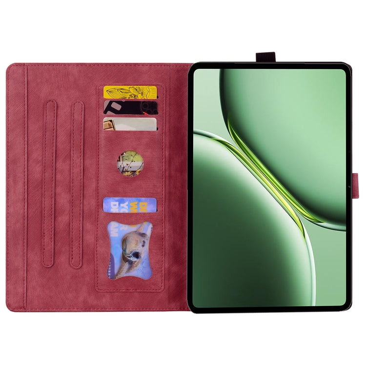 For OnePlus Pad / Pad Pro 12.1 Cartoon Sakura Cat Embossed Leather Tablet Case(Red) - Others by PMC TechLife | Online Shopping South Africa | PMC TechLife | Buy Now Pay Later Mobicred