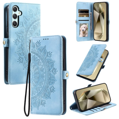 For Samsung Galaxy S25 5G Skin Feel Totem Embossed Leather Phone Case(Blue) - Galaxy S25 5G Cases by PMC Jewellery | Online Shopping South Africa | PMC Jewellery | Buy Now Pay Later Mobicred