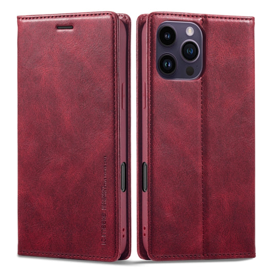 For iPhone 16 Pro LC.IMEEKE RFID Anti-theft Leather Phone Case(Red) - iPhone 16 Pro Cases by LC.IMEEKE | Online Shopping South Africa | PMC Jewellery | Buy Now Pay Later Mobicred