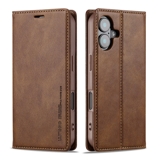 For iPhone 16 Plus LC.IMEEKE RFID Anti-theft Leather Phone Case(Brown) - iPhone 16 Plus Cases by LC.IMEEKE | Online Shopping South Africa | PMC Jewellery | Buy Now Pay Later Mobicred