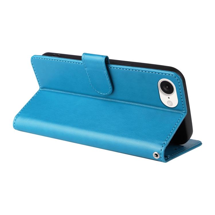 For iPhone 16e Embossed Butterfly Flowers Leather Phone Case(Blue) - iPhone 16e Cases by PMC TechLife | Online Shopping South Africa | PMC TechLife | Buy Now Pay Later Mobicred