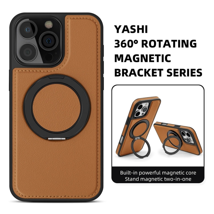 For iPhone 16 Plus Yashi 360 Degree Rotating MagSafe Holder Phone Case(Brown) - iPhone 16 Plus Cases by PMC Jewellery | Online Shopping South Africa | PMC Jewellery | Buy Now Pay Later Mobicred