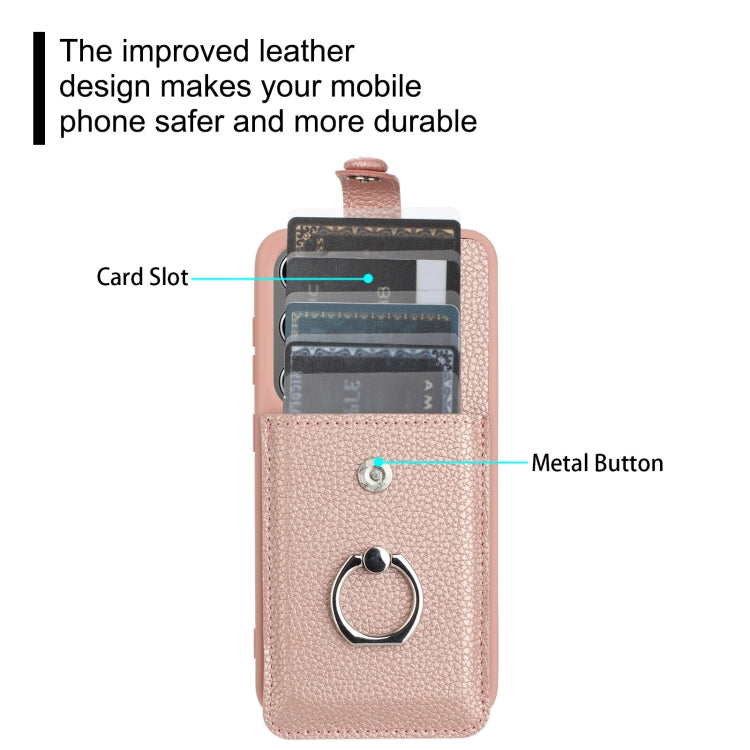 For Samsung Galaxy S25+ 5G Litchi Texture Drawing Card Bag Ring Holder Phone Case(Brown) - Galaxy S25+ 5G Cases by PMC Jewellery | Online Shopping South Africa | PMC Jewellery | Buy Now Pay Later Mobicred