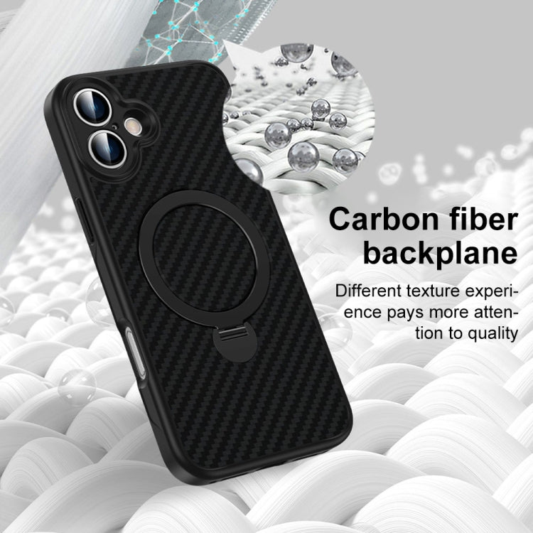 For iPhone 16 Pro Max Carbon Fiber MagSafe 360 Degree Rotating Holder Phone Case(Black) - free shipping - PMC Jewellery - Order now!