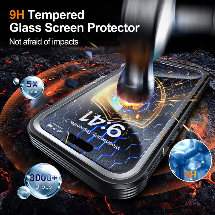 For iPhone 16 Pro RedPepper Tempered Glass MagSafe Phone Case(Dark Blue) - free shipping - PMC Jewellery - Order now!