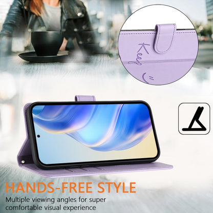 For Honor Magic6 Pro 5G Global Smile Embossing RFID Leather Phone Case(Light Purple) - Honor Cases by PMC Jewellery | Online Shopping South Africa | PMC Jewellery | Buy Now Pay Later Mobicred