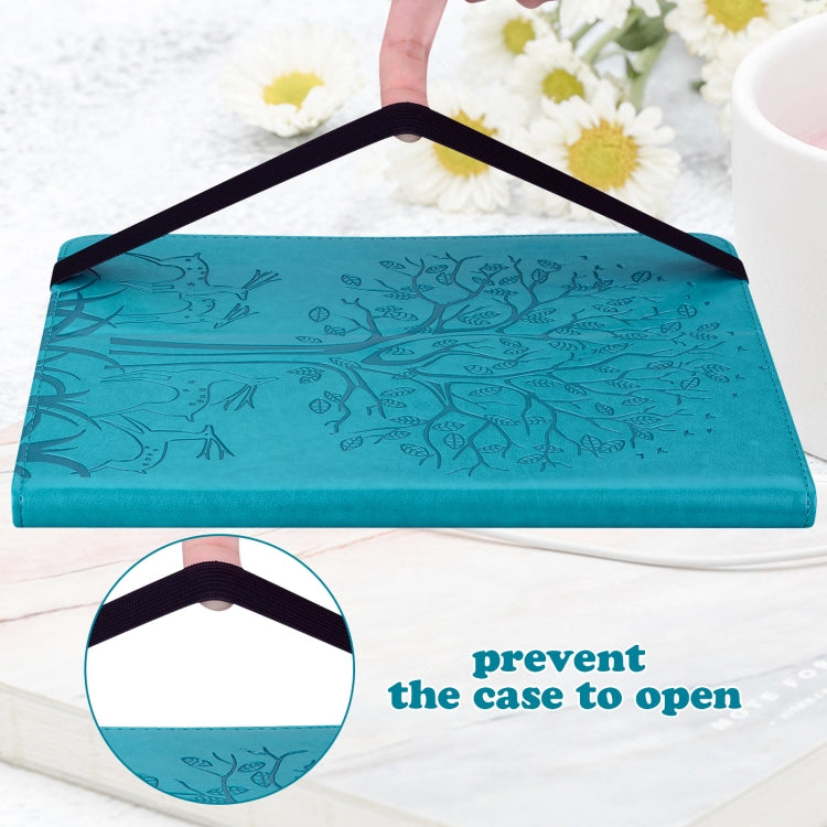 For Honor Pad X9 Tree & Deer Embossed Leather Tablet Case(Blue) - Honor by PMC TechLife | Online Shopping South Africa | PMC TechLife | Buy Now Pay Later Mobicred