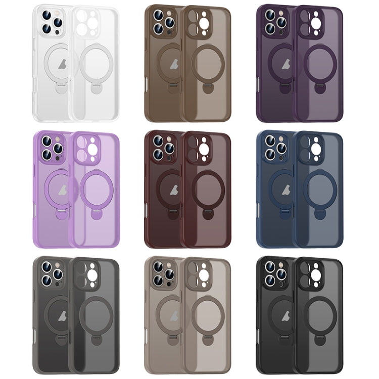 For iPhone 16 Plus Matte Texture 360 Degree Rotary Tone Holder MagSafe Phone Case(Roland Purple) - iPhone 16 Plus Cases by PMC Jewellery | Online Shopping South Africa | PMC Jewellery | Buy Now Pay Later Mobicred