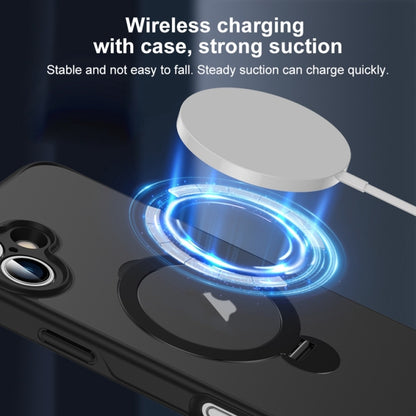 For iPhone 16 Matte Texture 360 Degree Rotary Tone Holder MagSafe Phone Case(Transparent) - iPhone 16 Cases by PMC Jewellery | Online Shopping South Africa | PMC Jewellery | Buy Now Pay Later Mobicred