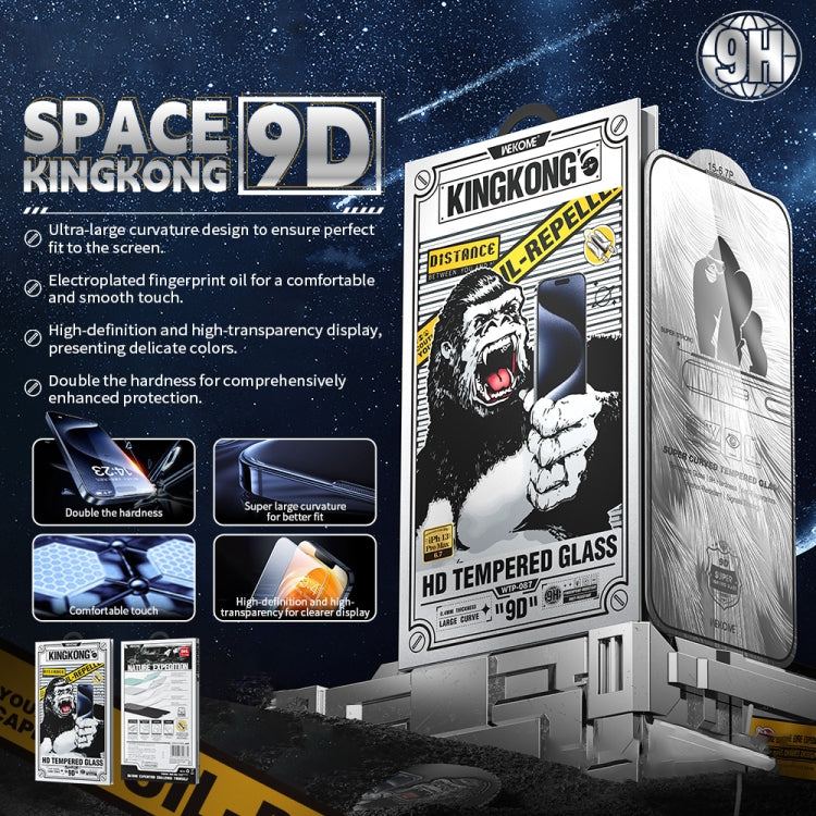 For iPhone 16 Pro WK WTP-087 Space King Kong 9D Curved HD Tempered Glass Screen Protector - iPhone 16 Pro Tempered Glass by WK | Online Shopping South Africa | PMC Jewellery | Buy Now Pay Later Mobicred