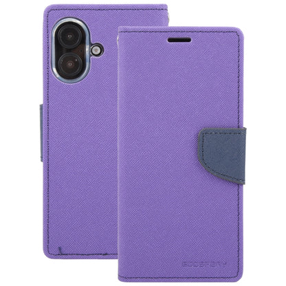 For iPhone 16 Plus GOOSPERY FANCY DIARY Cross Texture Leather Phone Case(Purple) - iPhone 16 Plus Cases by GOOSPERY | Online Shopping South Africa | PMC Jewellery | Buy Now Pay Later Mobicred