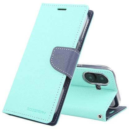 For iPhone 16 Plus GOOSPERY FANCY DIARY Cross Texture Leather Phone Case(Mint Green) - iPhone 16 Plus Cases by GOOSPERY | Online Shopping South Africa | PMC Jewellery | Buy Now Pay Later Mobicred