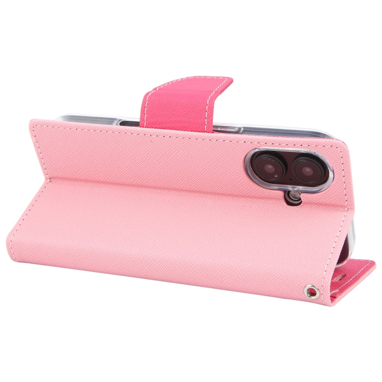 For iPhone 16 GOOSPERY FANCY DIARY Cross Texture Leather Phone Case(Pink) - iPhone 16 Cases by GOOSPERY | Online Shopping South Africa | PMC Jewellery | Buy Now Pay Later Mobicred