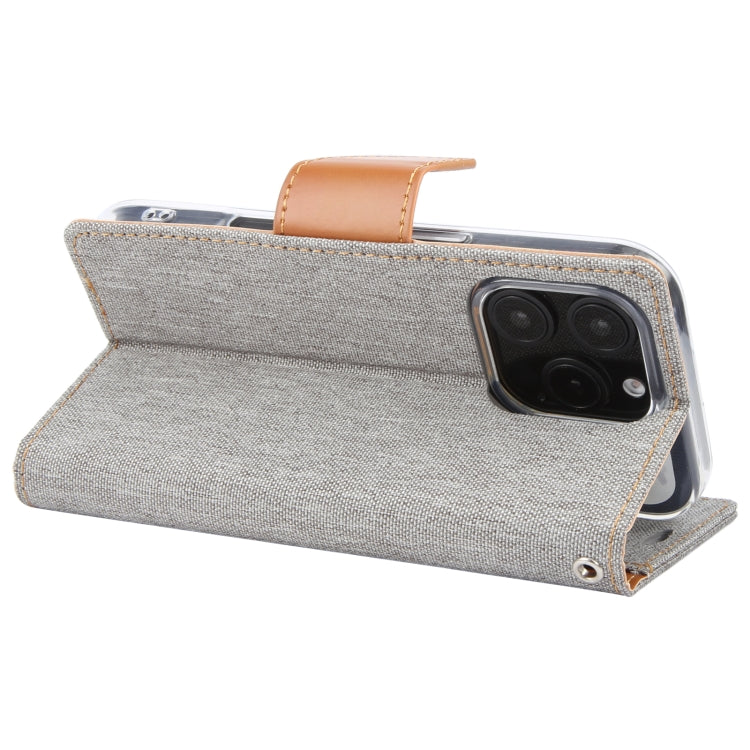 For iPhone 16 Pro Max GOOSPERY CANVAS DIARY Fabric Texture Flip Leather Phone Case(Grey) - iPhone 16 Pro Max Cases by GOOSPERY | Online Shopping South Africa | PMC Jewellery | Buy Now Pay Later Mobicred