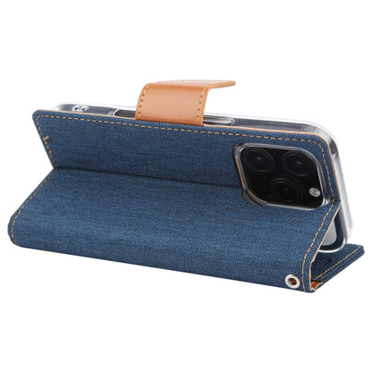 For iPhone 16 Pro Max GOOSPERY CANVAS DIARY Fabric Texture Flip Leather Phone Case(Navy Blue) - iPhone 16 Pro Max Cases by GOOSPERY | Online Shopping South Africa | PMC Jewellery | Buy Now Pay Later Mobicred