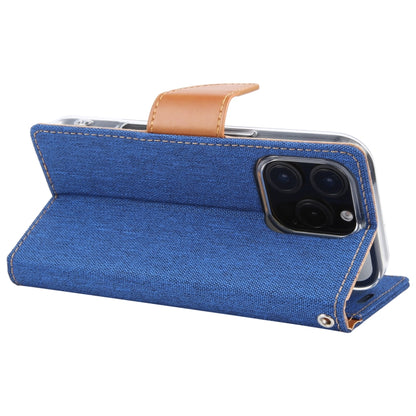 For iPhone 16 Pro Max GOOSPERY CANVAS DIARY Fabric Texture Flip Leather Phone Case(Blue) - iPhone 16 Pro Max Cases by GOOSPERY | Online Shopping South Africa | PMC Jewellery | Buy Now Pay Later Mobicred