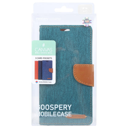 For iPhone 16 GOOSPERY CANVAS DIARY Fabric Texture Flip Leather Phone Case(Green) - iPhone 16 Cases by GOOSPERY | Online Shopping South Africa | PMC Jewellery | Buy Now Pay Later Mobicred