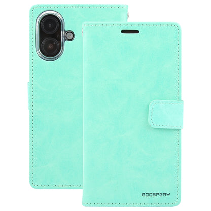 For iPhone 16 Plus GOOSPERY BLUE MOON Crazy Horse Texture Leather Phone Case(Mint Green) - iPhone 16 Plus Cases by GOOSPERY | Online Shopping South Africa | PMC Jewellery | Buy Now Pay Later Mobicred