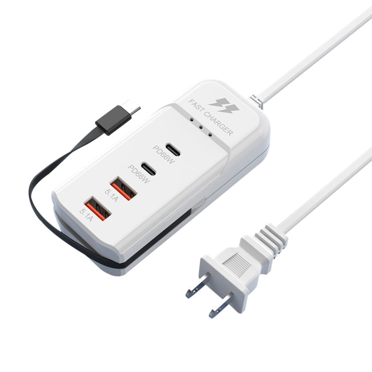 5 in 1 2 x PD 66W, 2 x USB Fast Charger Smart Power Socket, Length:1m(US Plug) - Multifunction Charger by PMC Jewellery | Online Shopping South Africa | PMC Jewellery | Buy Now Pay Later Mobicred