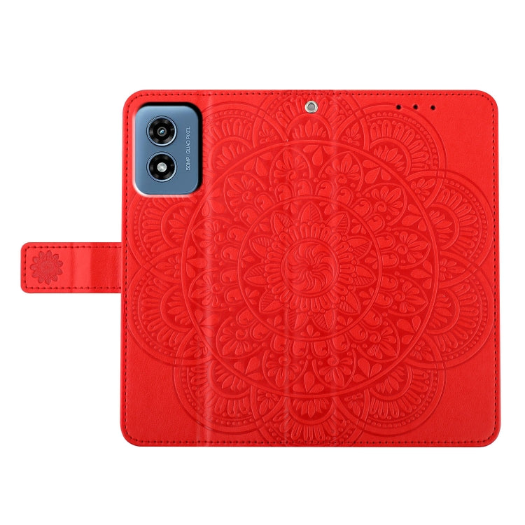For Motorola Moto G Play 2024 Flower Embossed Leather Phone Case(Red) - Motorola Cases by PMC Jewellery | Online Shopping South Africa | PMC Jewellery | Buy Now Pay Later Mobicred