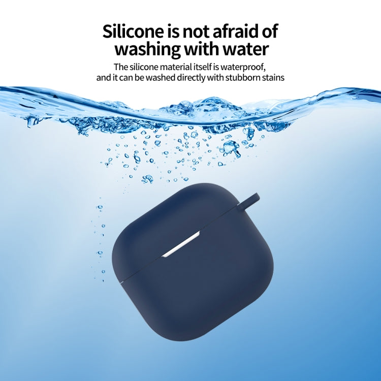 For AirPods 4 Silicone Earphone Protective Case with Hook(Midnight Blue) - For AirPods 4 by PMC Jewellery | Online Shopping South Africa | PMC Jewellery | Buy Now Pay Later Mobicred