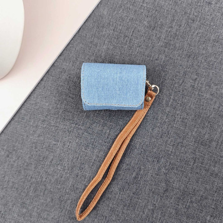 For AirPods Pro 2 Cowboy Fabric Texture PU Headset Protective Bag(Light Blue) - For AirPods Pro 2 by PMC Jewellery | Online Shopping South Africa | PMC Jewellery | Buy Now Pay Later Mobicred