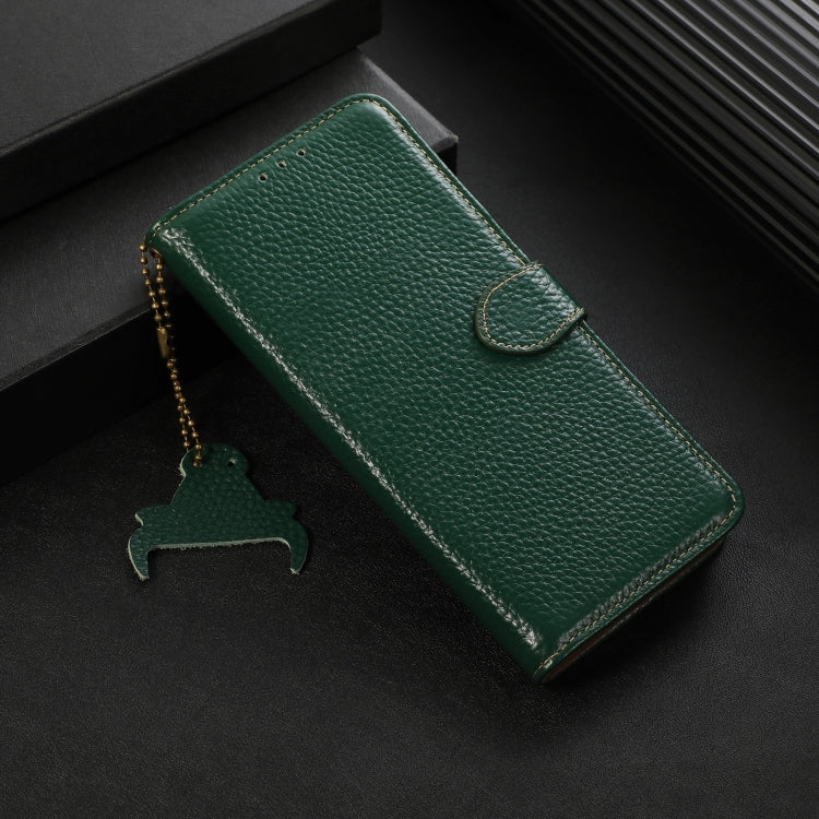 For Motorola Edge 50 Neo Genuine Leather Litchi Texture RFID Leather Phone Case(Green) - Motorola Cases by PMC TechLife | Online Shopping South Africa | PMC TechLife | Buy Now Pay Later Mobicred
