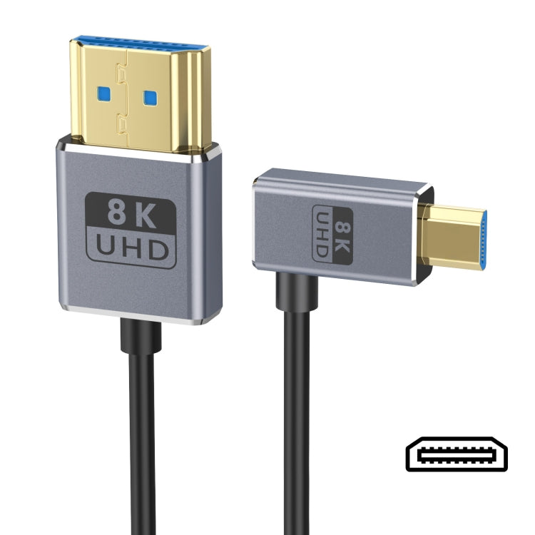 30cm Coaxial Micro HDMI to HDMI 8K UHD 48Gbps Video Connection Cable, Style:Left Elbow - Cable by PMC Jewellery | Online Shopping South Africa | PMC Jewellery | Buy Now Pay Later Mobicred