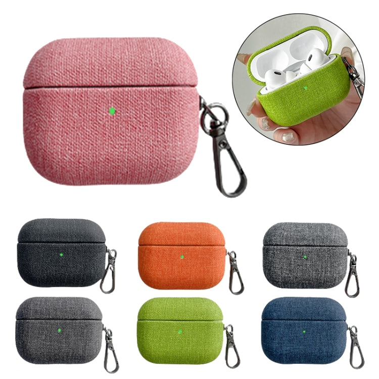 For AirPods Pro Fine Cloth Texture Earbuds Box PC Case with Hook(Orange) - For AirPods Pro by PMC Jewellery | Online Shopping South Africa | PMC Jewellery | Buy Now Pay Later Mobicred