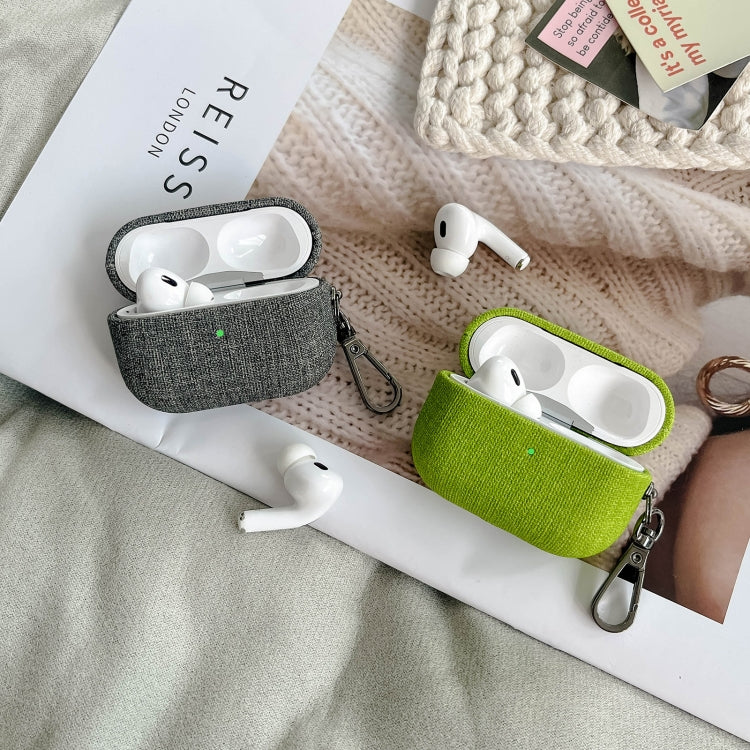 For AirPods Pro Fine Cloth Texture Earbuds Box PC Case with Hook(Pink) - For AirPods Pro by PMC Jewellery | Online Shopping South Africa | PMC Jewellery | Buy Now Pay Later Mobicred